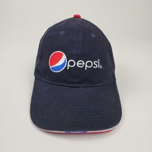 Y2K Pepsi Logo Adjustable Hat Cap Whatever It Takes Brim Logo Navy Promo
